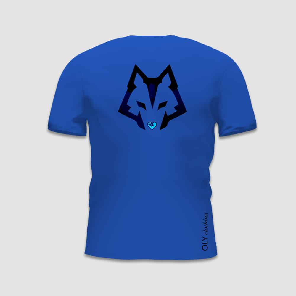 Blue T-Shirt Back with Howling Heart Fitness Logo
