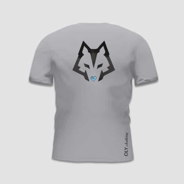 Grey T-Shirt Back with Howling Heart Fitness Logo
