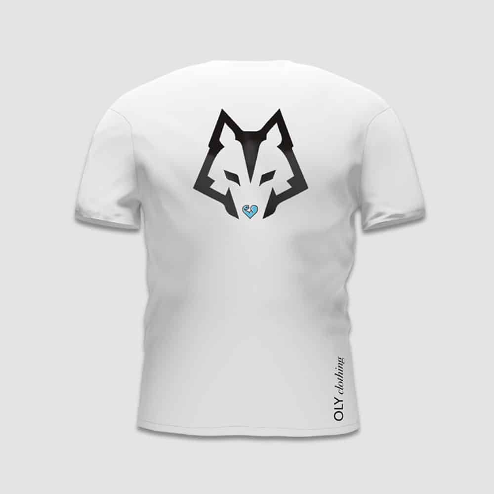 White T-Shirt Back with Howling Heart Fitness Logo